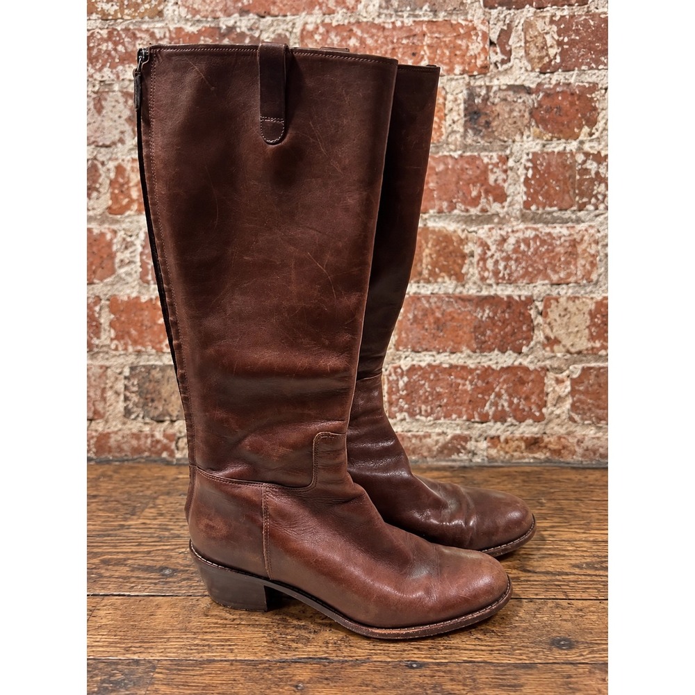 Cole Haan Welsey Brown Leather Knee High Riding Boots 6B Fall Preppy Minimalist